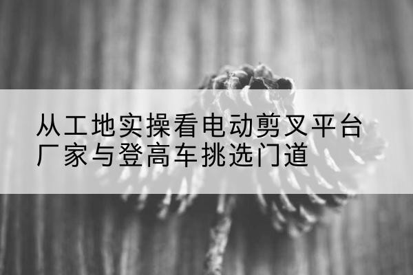 罗平电动剪叉升降平台厂家-从工地实操看电动剪叉平台厂家与登高车挑选门道